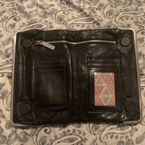 HOBO leather ‘Lauren’ clutch wallet purse in black